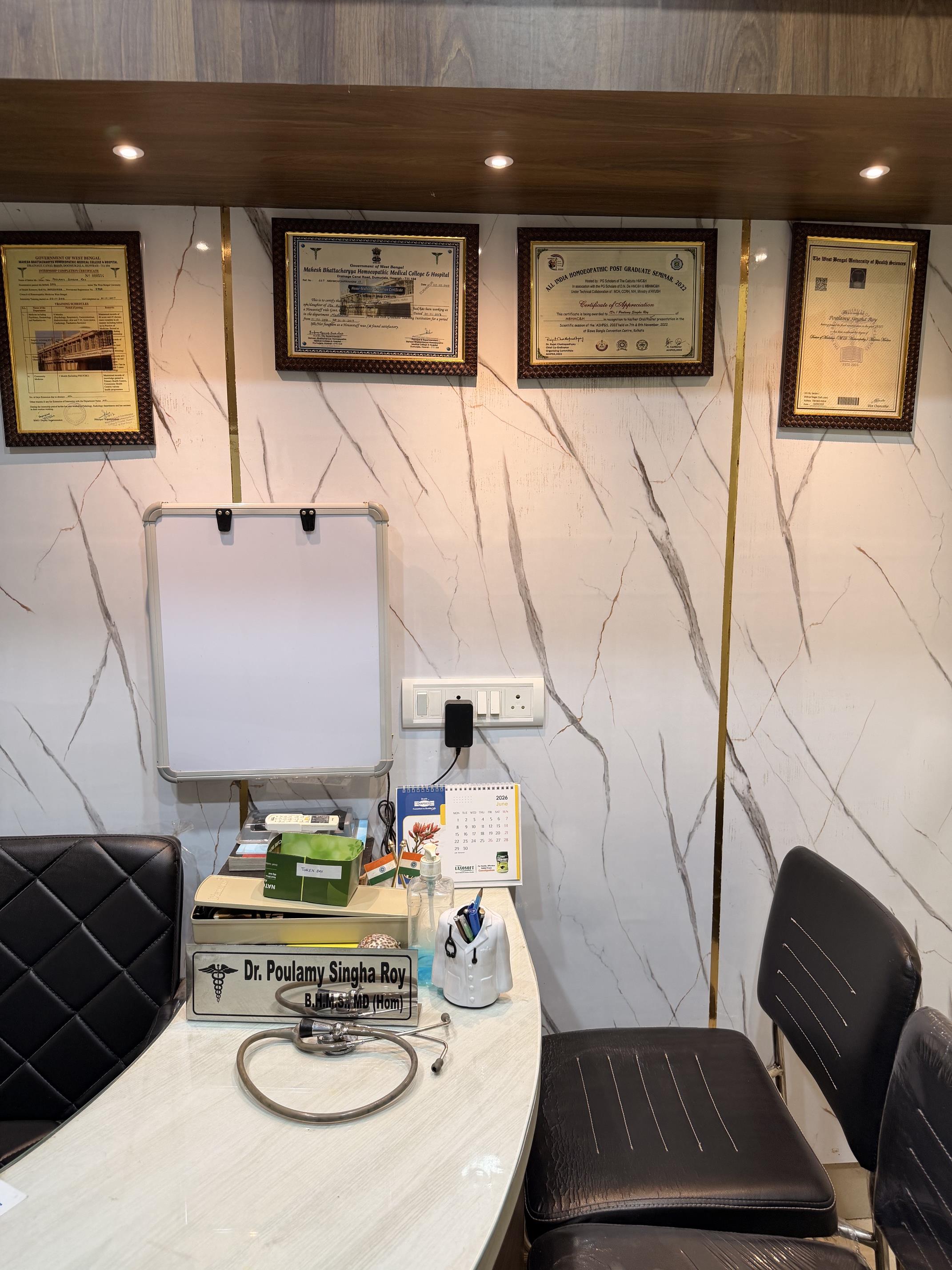 Clinic consultation room and certificates