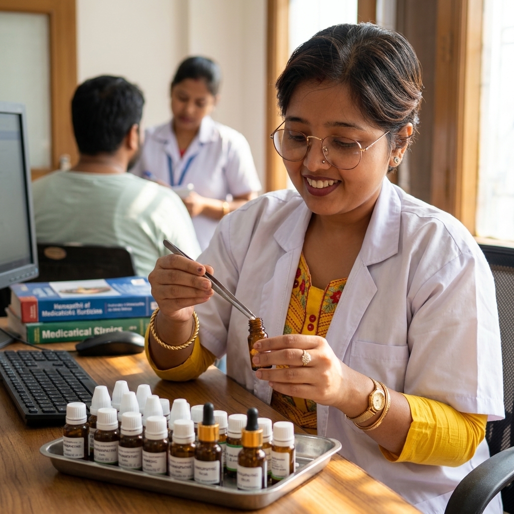 Dr. Poulamy Singha Roy practicing in the clinic